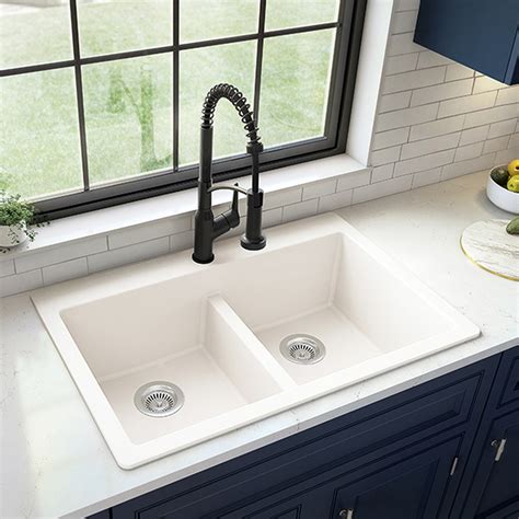 white kitchen cabinets stainless steel double sink|top mount white kitchen sink.